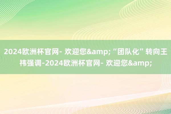 2024欧洲杯官网- 欢迎您&“团队化”转向王祎强调-2024欧洲杯官网- 欢迎您&